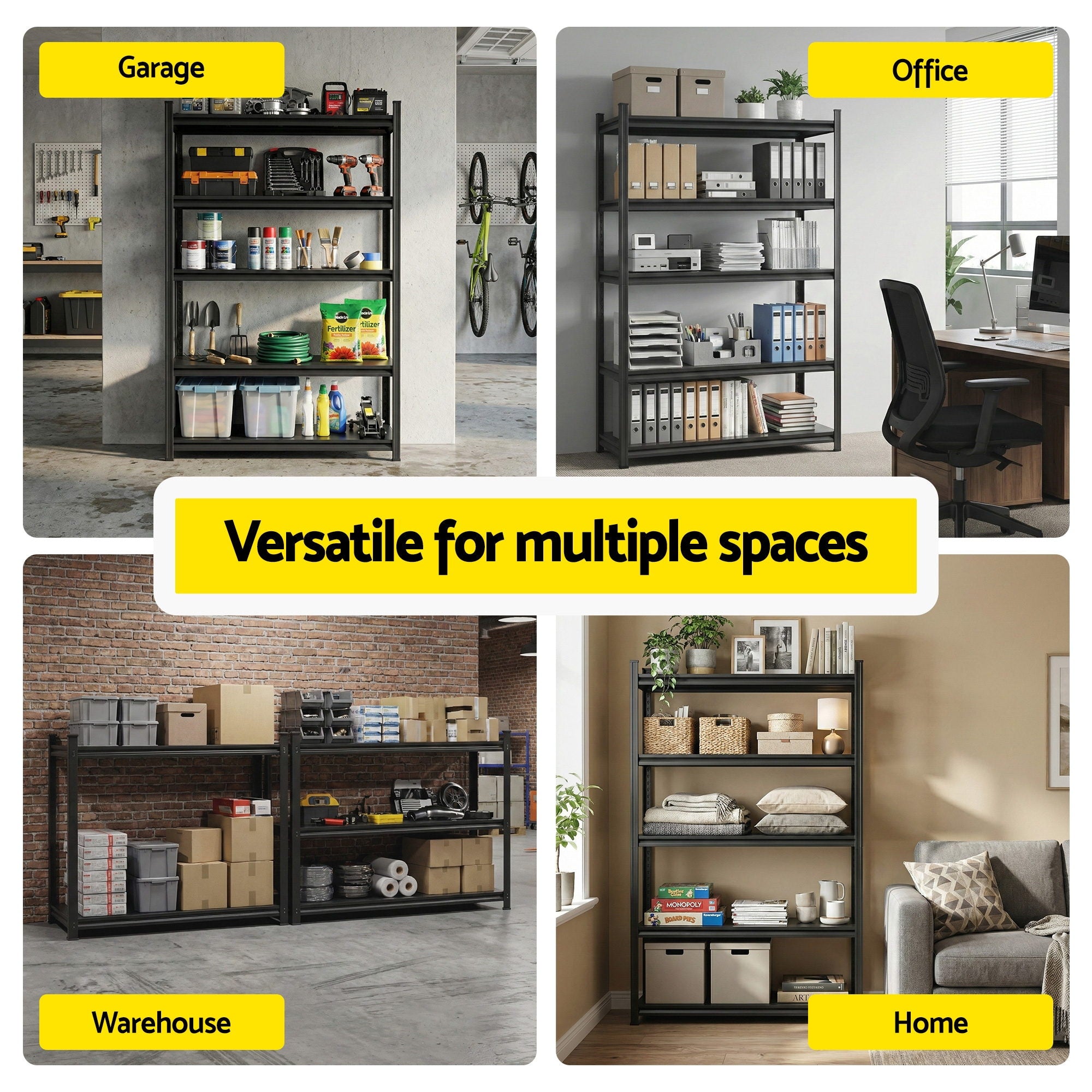 Giantz Garage Shelving 1.8X1.2m Warehouse Rack Storage Shelves Workshop Racks Steel WR-F-12050-180BK