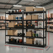 Giantz Garage Shelving 2.4X1.8m Warehouse Rack Storage Shelves Workshop Racks Steel WR-F-12050-180BKX2