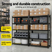 Giantz Garage Shelving 2.4X1.8m Warehouse Rack Storage Shelves Workshop Racks Steel WR-F-12050-180BKX2