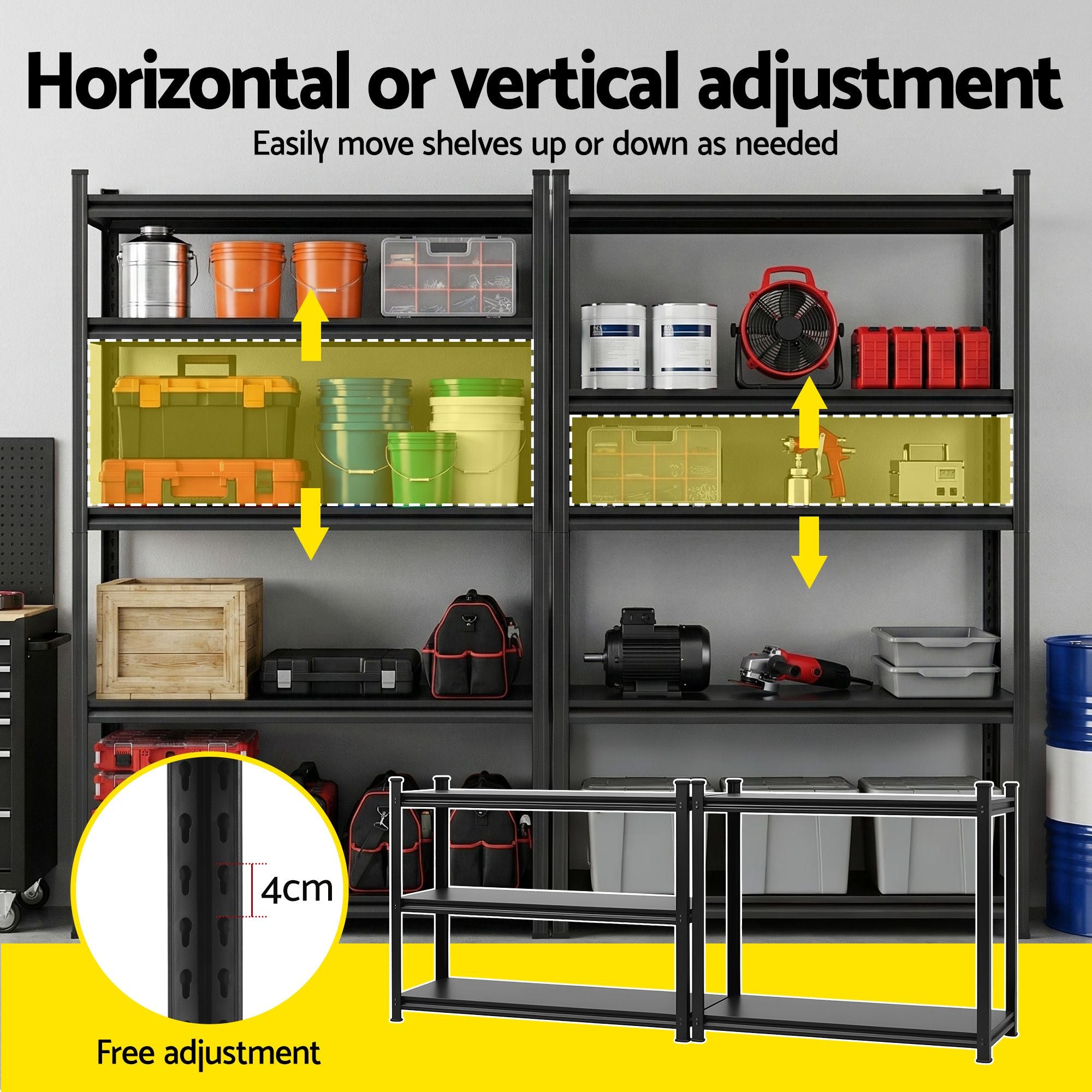Giantz Garage Shelving 2.4X1.8m Warehouse Rack Storage Shelves Workshop Racks Steel WR-F-12050-180BKX2