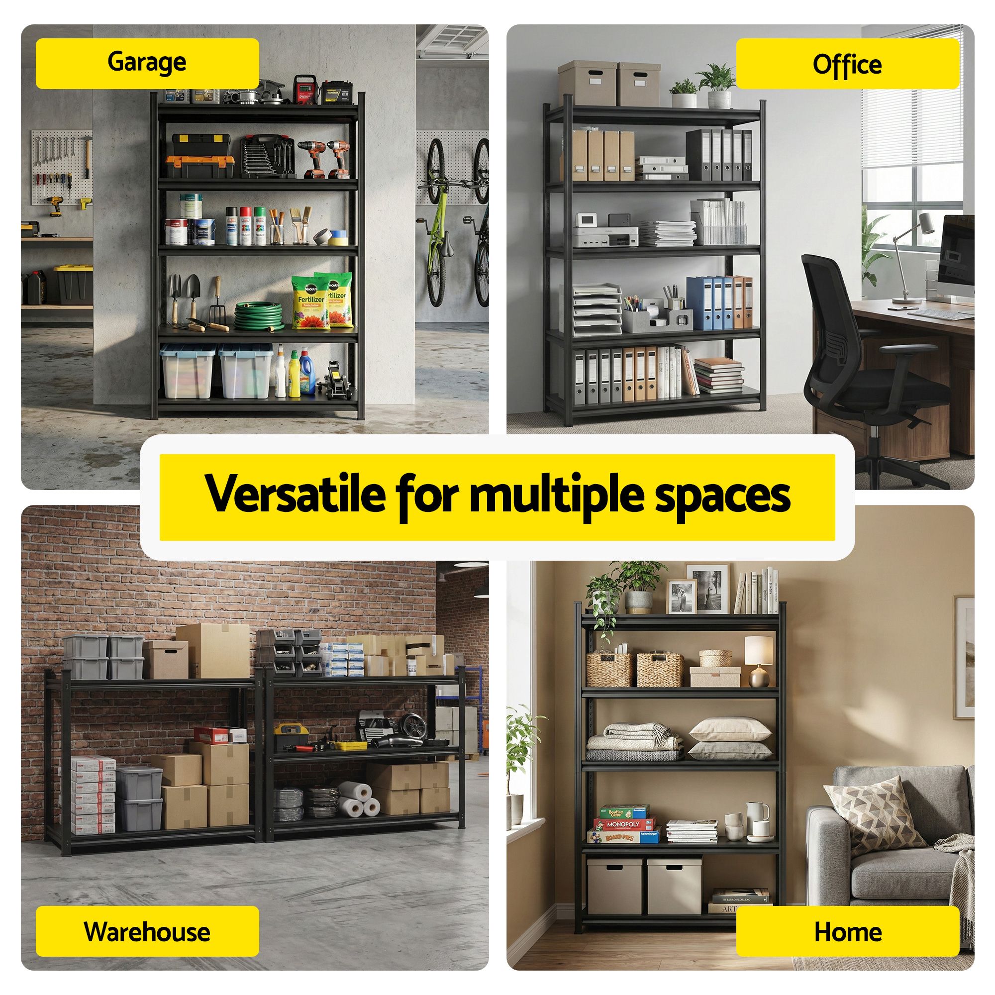 Giantz Garage Shelving 2.4X1.8m Warehouse Rack Storage Shelves Workshop Racks Steel WR-F-12050-180BKX2