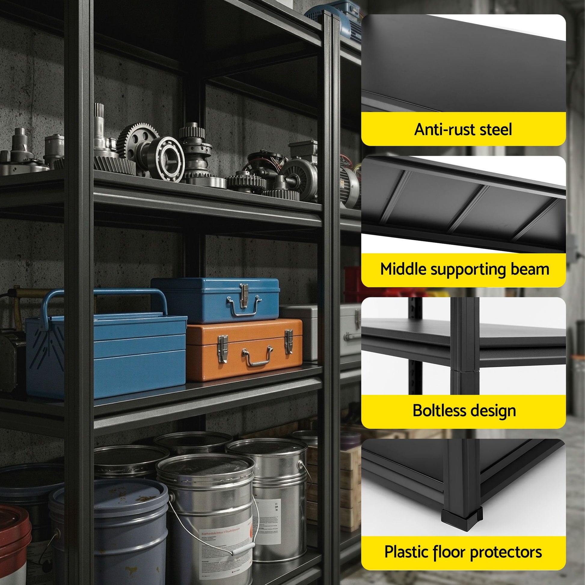 Giantz Garage Shelving 2.4X1.8m Warehouse Rack Storage Shelves Workshop Racks Steel WR-F-12050-180BKX2