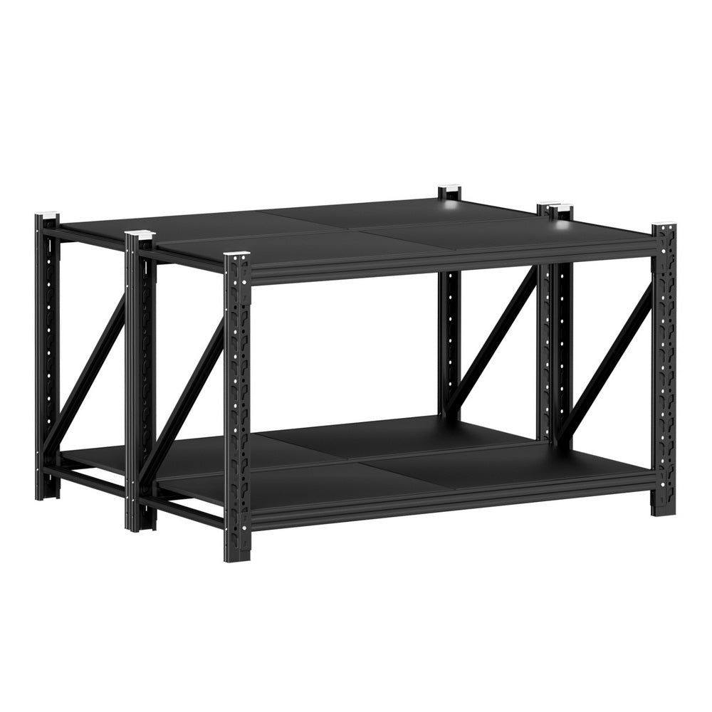 Giantz 2x 0.9M Garage Shelving Workbench Warehouse Rack WR-F-15060-900BK-ABX2