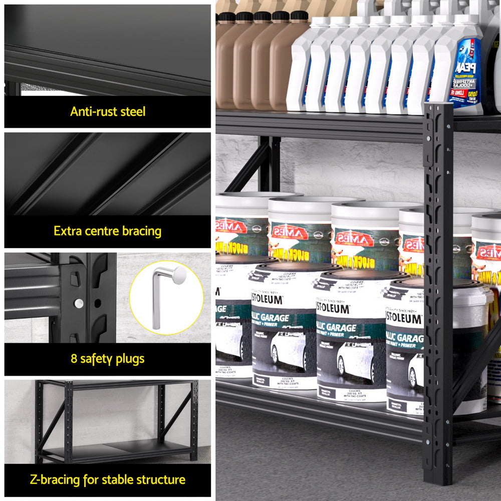 Giantz 2x 0.9M Garage Shelving Workbench Warehouse Rack WR-F-15060-900BK-ABX2