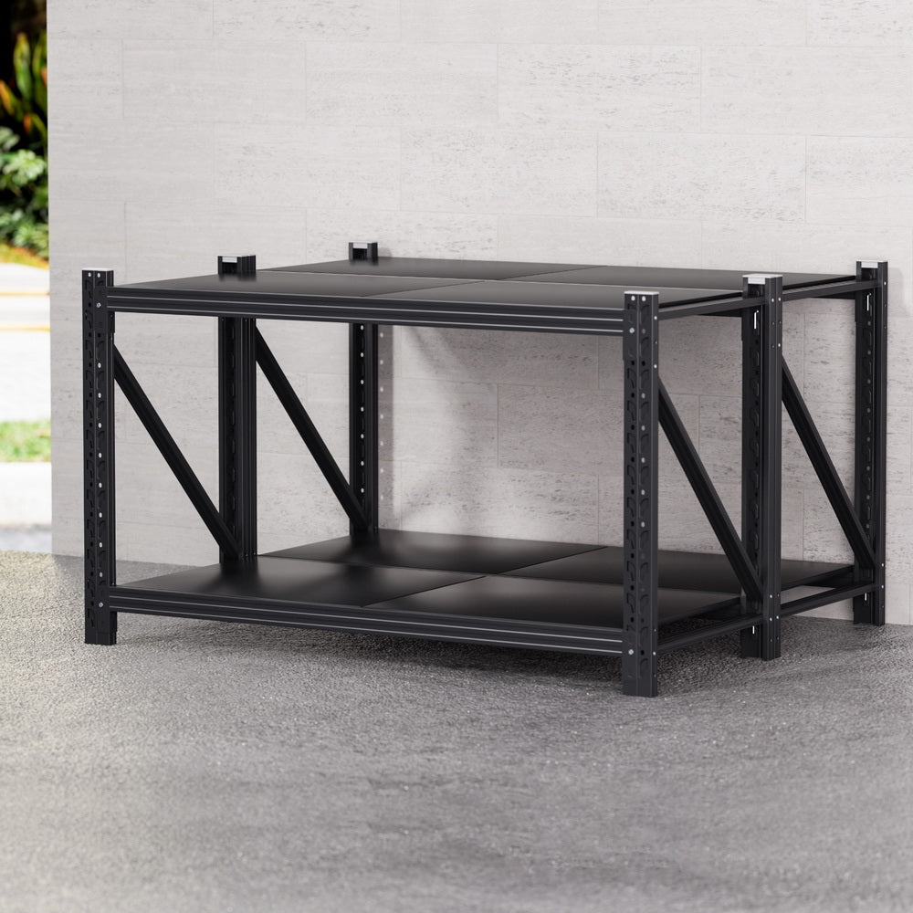 Giantz 2x 0.9M Garage Shelving Workbench Warehouse Rack WR-F-15060-900BK-ABX2