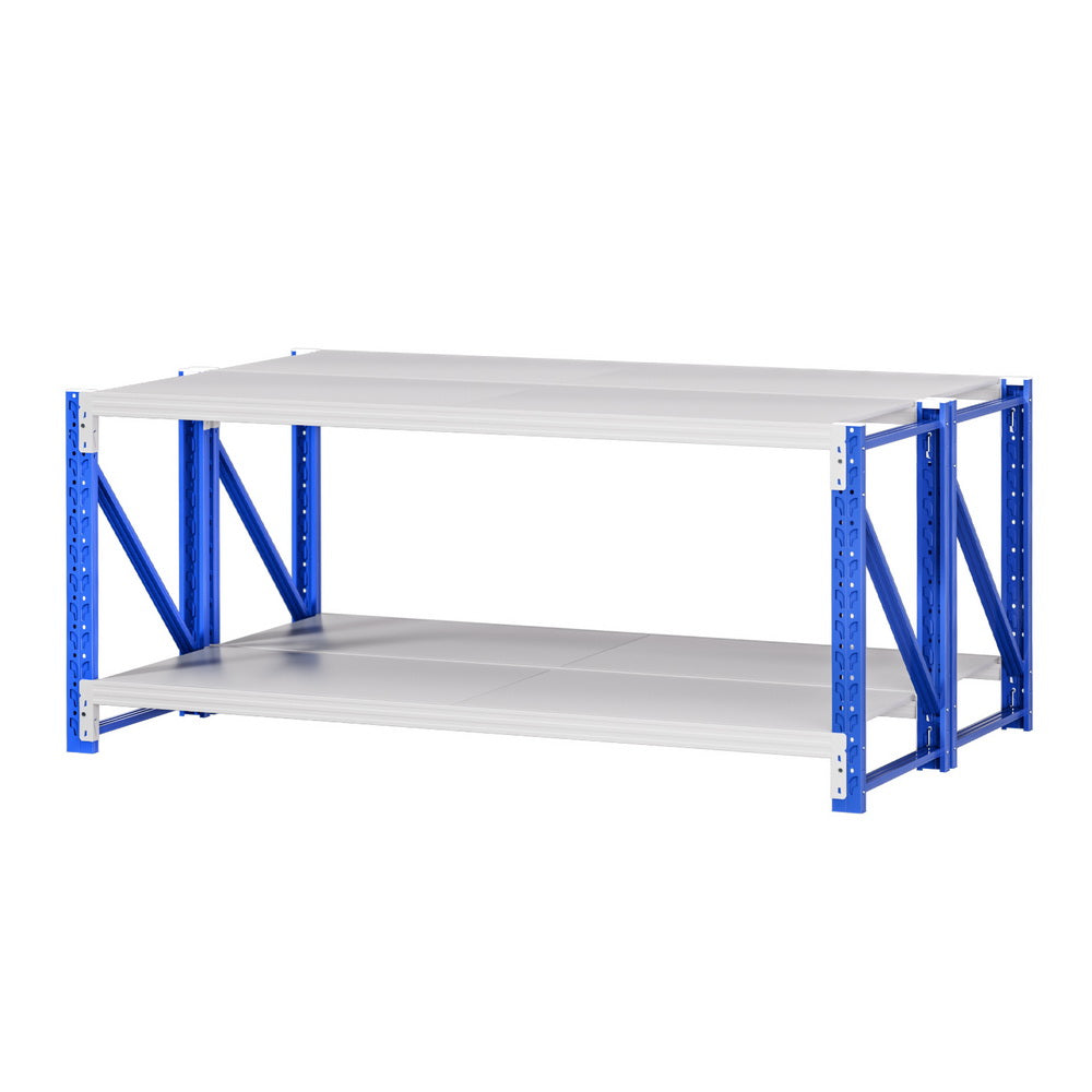 Giantz 2x 0.9M Garage Shelving Workbench Warehouse Rack WR-F-20060-900BG-ABX2