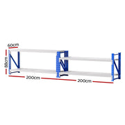 Giantz 2x 0.9M Garage Shelving Workbench Warehouse Rack WR-F-20060-900BG-ABX2