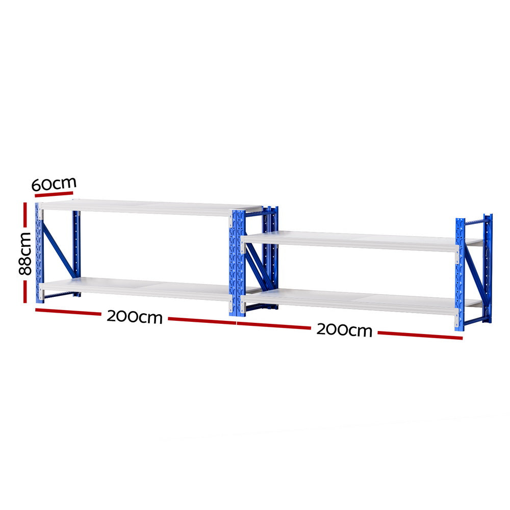 Giantz 2x 0.9M Garage Shelving Workbench Warehouse Rack WR-F-20060-900BG-ABX2