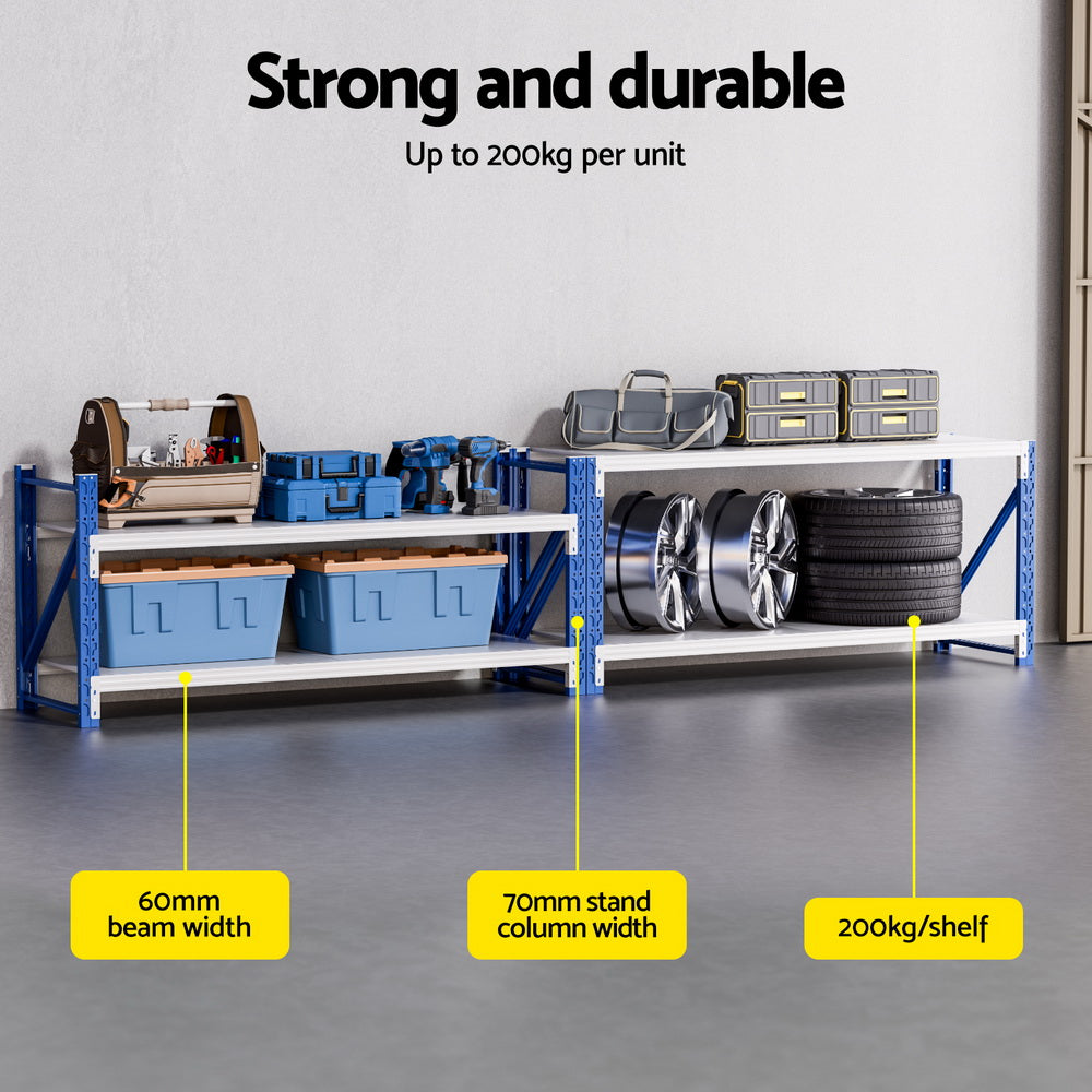 Giantz 2x 0.9M Garage Shelving Workbench Warehouse Rack WR-F-20060-900BG-ABX2