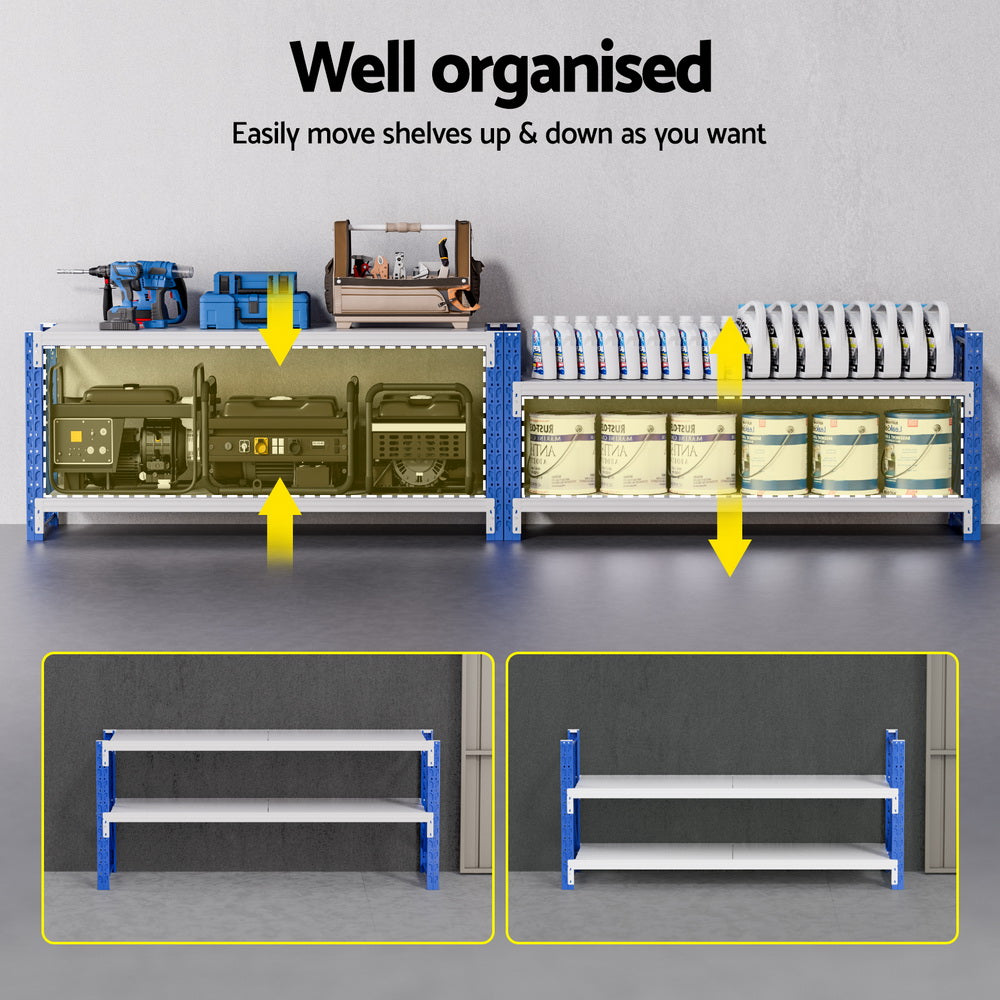 Giantz 2x 0.9M Garage Shelving Workbench Warehouse Rack WR-F-20060-900BG-ABX2