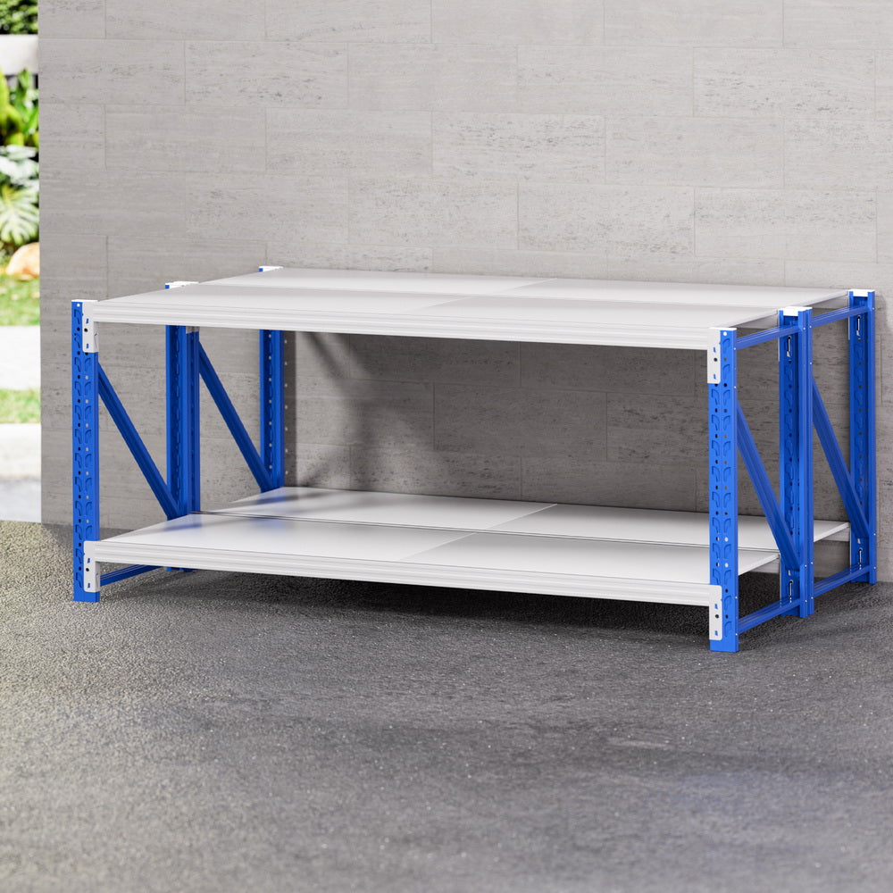 Giantz 2x 0.9M Garage Shelving Workbench Warehouse Rack WR-F-20060-900BG-ABX2