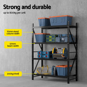 2Mx1.5M Giantz Garage Shelving Warehouse Rack Black WR-F-20150-200BK-ABC