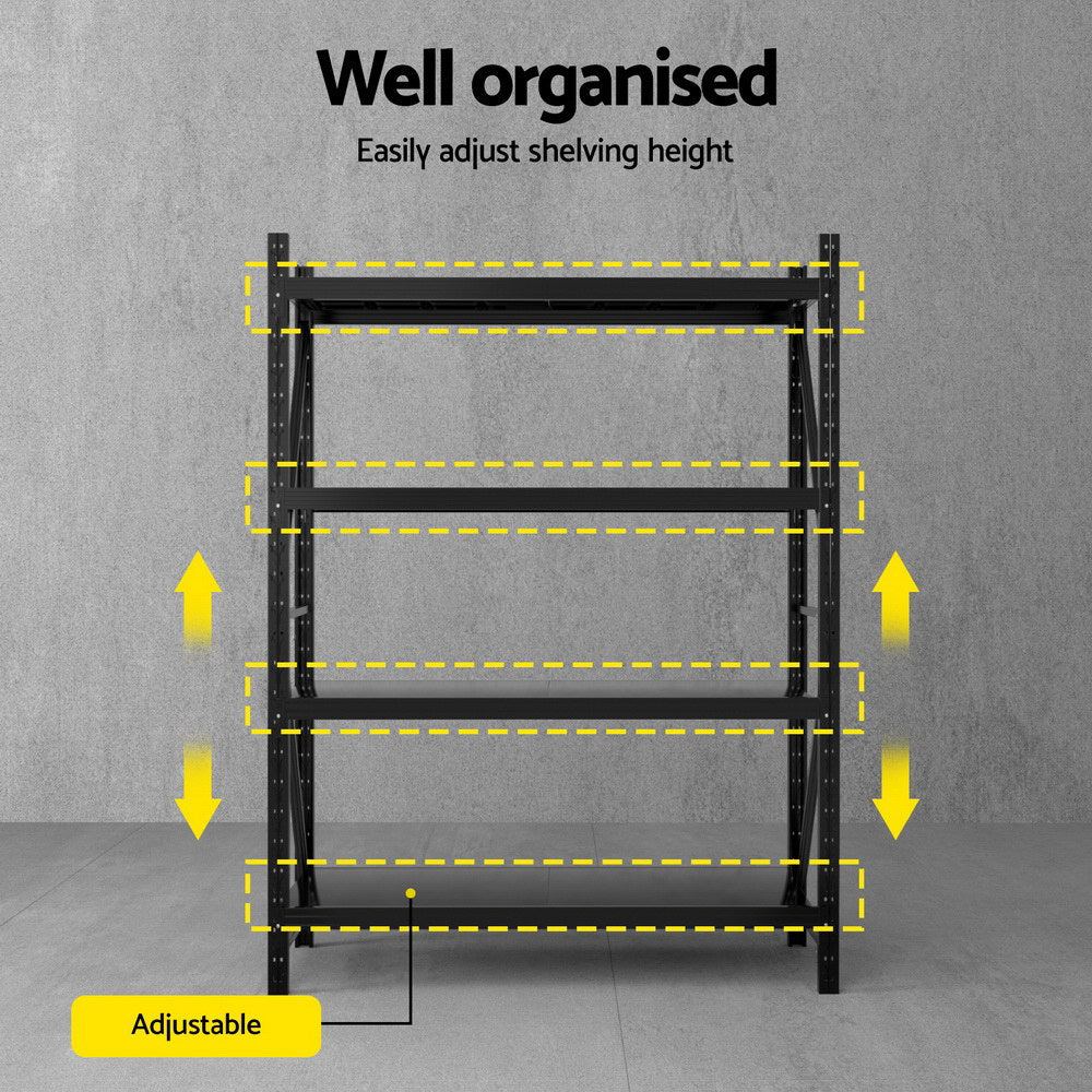 2Mx1.5M Giantz Garage Shelving Warehouse Rack Black WR-F-20150-200BK-ABC