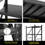 2Mx1.5M Giantz Garage Shelving Warehouse Rack Black WR-F-20150-200BK-ABC