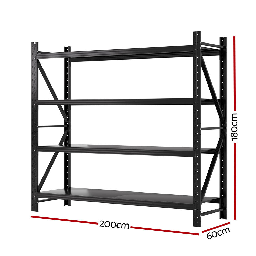Giantz 2Mx1.8M Garage Shelving Warehouse Rack Pallet Racking Storage Shelf Black WR-F-20186-200BK-ABC