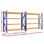 Giantz 4Mx1.8M Warehouse Shelving Garage Rack WR-F-20186-200BO-ABCX2