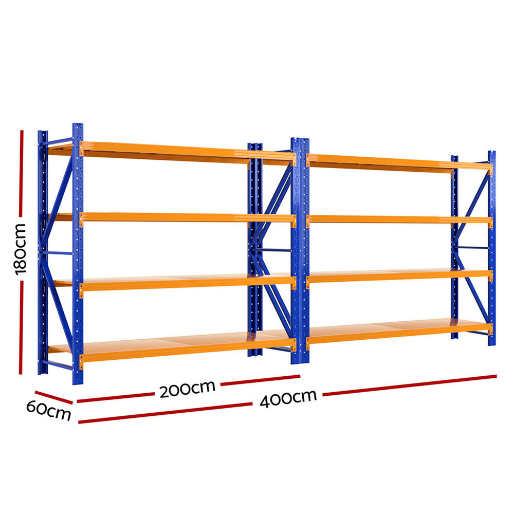 Giantz 4Mx1.8M Warehouse Shelving Garage Rack WR-F-20186-200BO-ABCX2