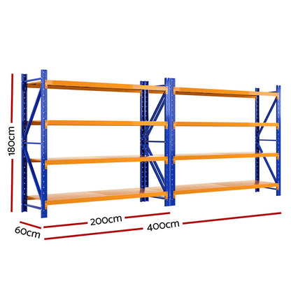 Giantz 4Mx1.8M Warehouse Shelving Garage Rack WR-F-20186-200BO-ABCX2