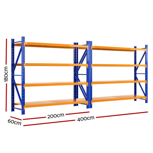 Giantz 4Mx1.8M Warehouse Shelving Garage Rack WR-F-20186-200BO-ABCX2