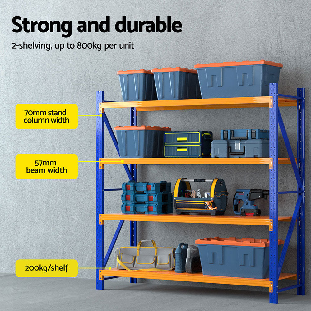Giantz 4Mx1.8M Warehouse Shelving Garage Rack WR-F-20186-200BO-ABCX2