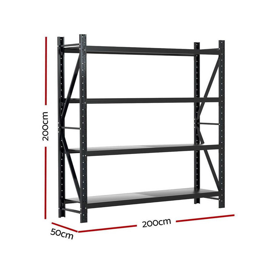 Giantz 2Mx2M Warehouse Shelving Garage Rack WR-F-20205-200BK-ABC