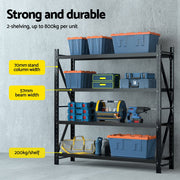 Giantz 4Mx2M Garage Shelving Warehouse Rack Black WR-F-20205-200BK-ABCX2