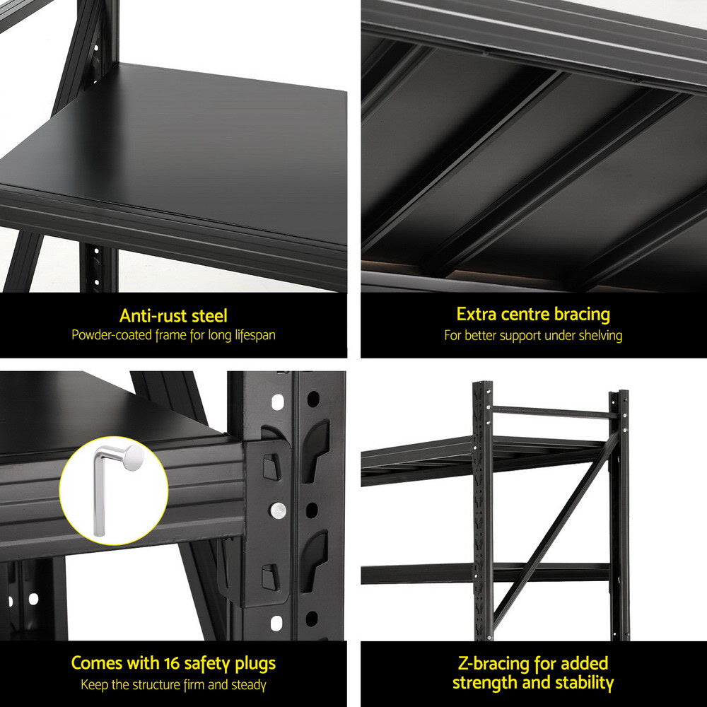 Giantz 4Mx2M Garage Shelving Warehouse Rack Black WR-F-20205-200BK-ABCX2