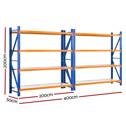 Giantz 4Mx2M Garage Shelving Warehouse Rack WR-F-20205-200BO-ABCX2