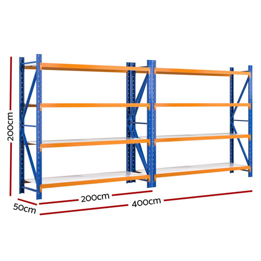 Giantz 4Mx2M Garage Shelving Warehouse Rack WR-F-20205-200BO-ABCX2