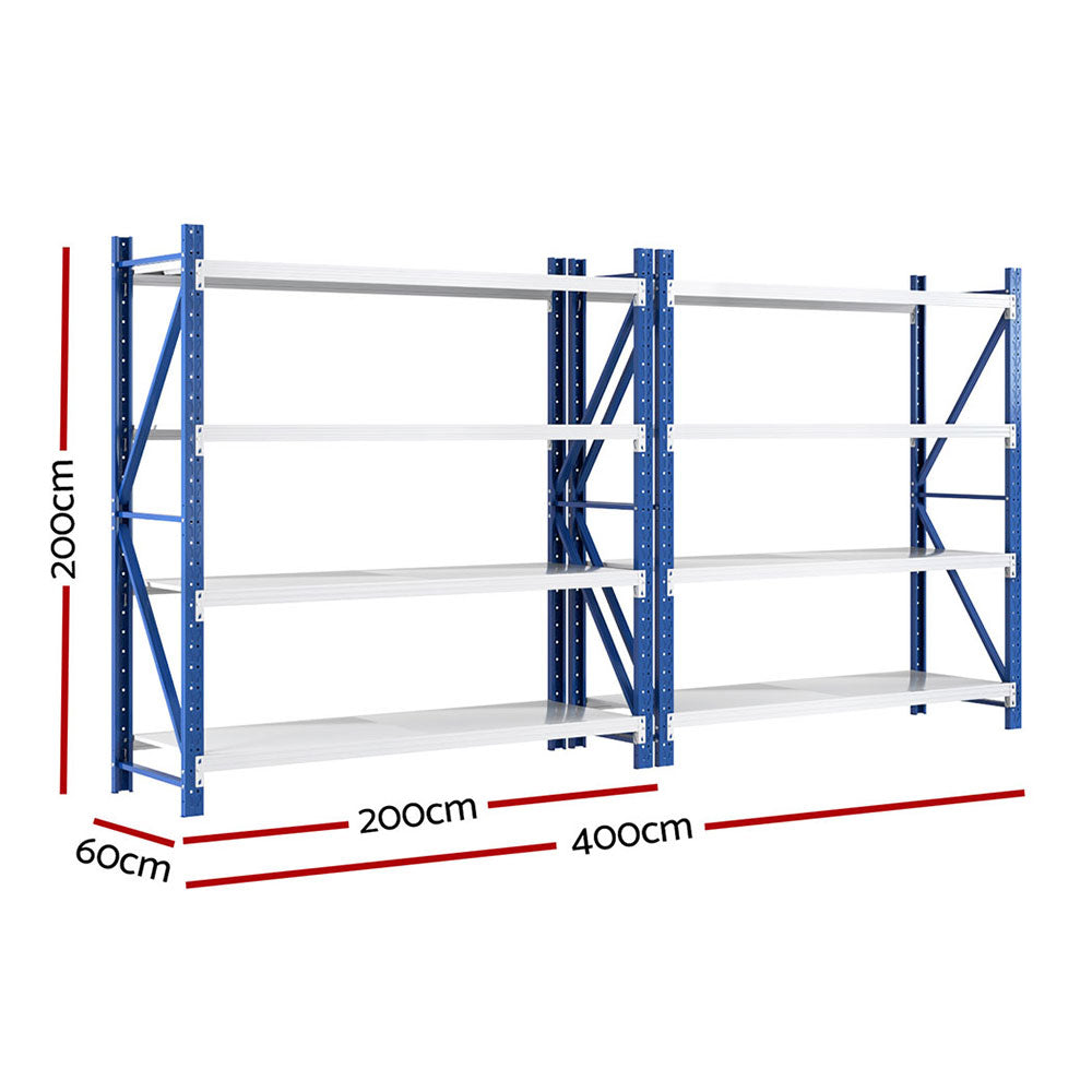 Giantz 4Mx2M Garage Shelving Warehouse Rack Blue WR-F-20206-200BG-ABCX2
