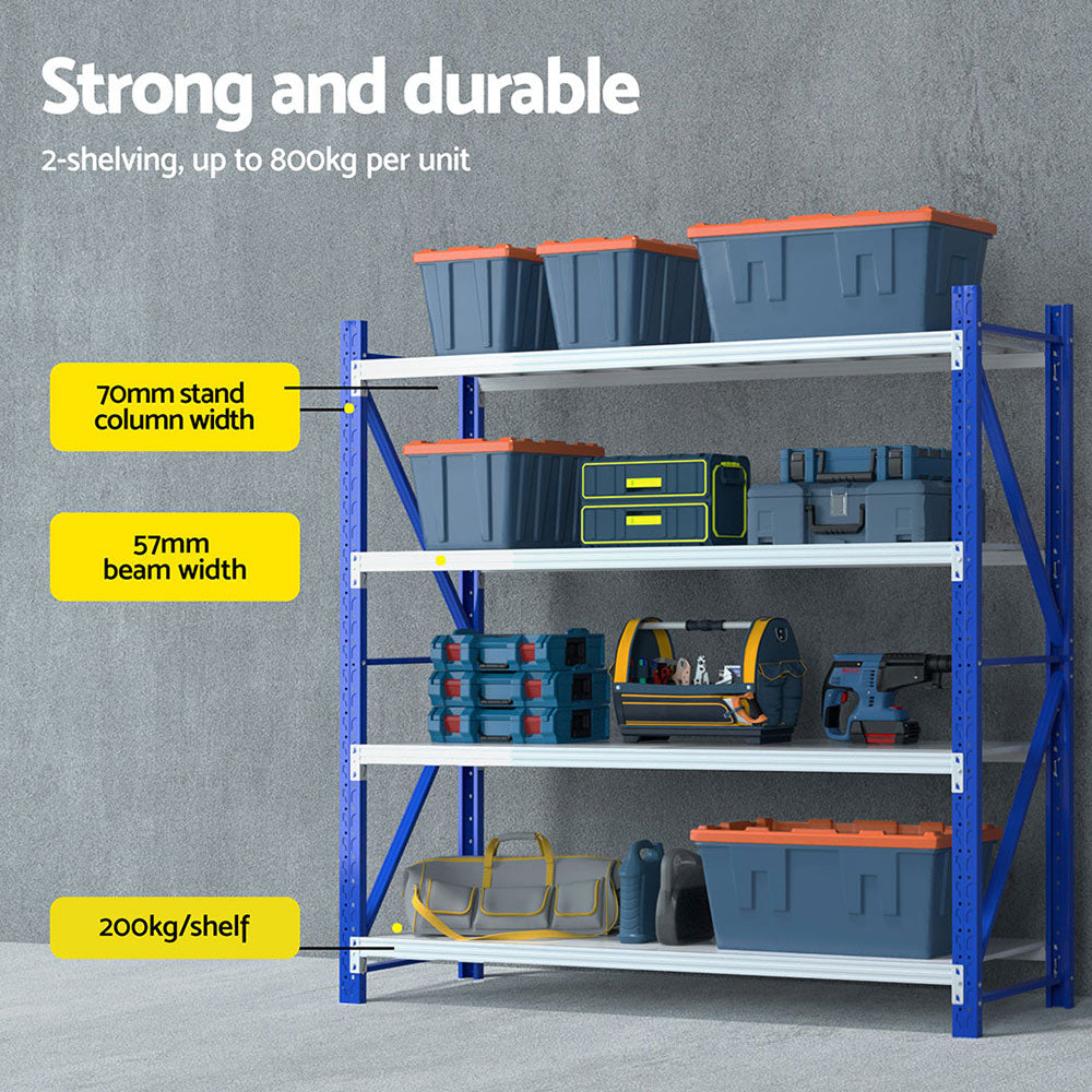 Giantz 4Mx2M Garage Shelving Warehouse Rack Blue WR-F-20206-200BG-ABCX2