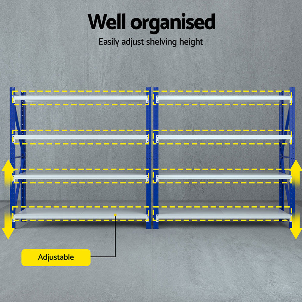 Giantz 4Mx2M Garage Shelving Warehouse Rack Blue WR-F-20206-200BG-ABCX2