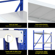 Giantz 4Mx2M Garage Shelving Warehouse Rack Blue WR-F-20206-200BG-ABCX2
