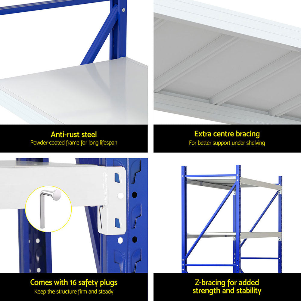 Giantz 4Mx2M Garage Shelving Warehouse Rack Blue WR-F-20206-200BG-ABCX2