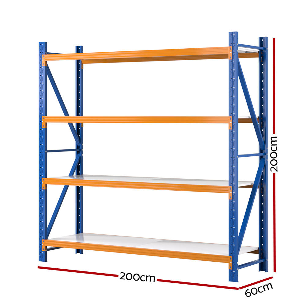 Giantz 2Mx2M Garage Shelving Warehouse Rack Pallet Racking Storage Shelf Blue WR-F-20206-200BO-ABC