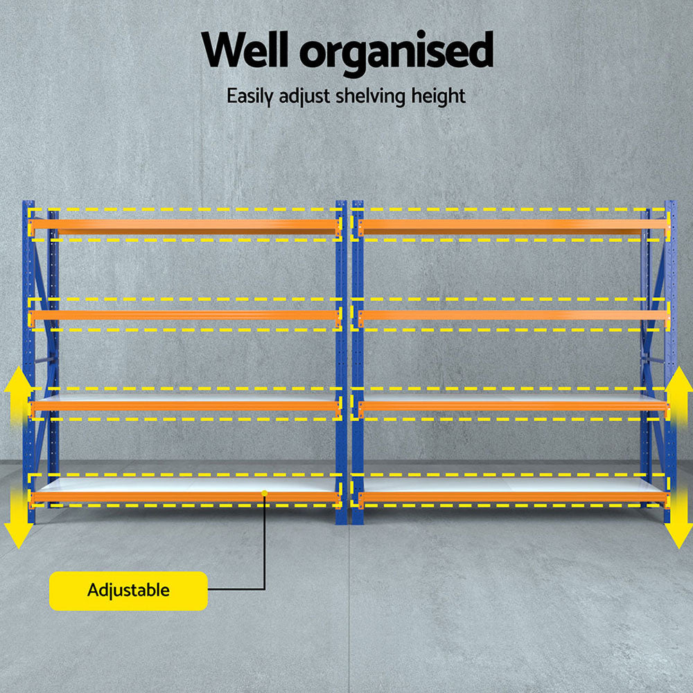 Giantz 4Mx2M Garage Shelving Warehouse Rack Orange WR-F-20206-200BO-ABCX2