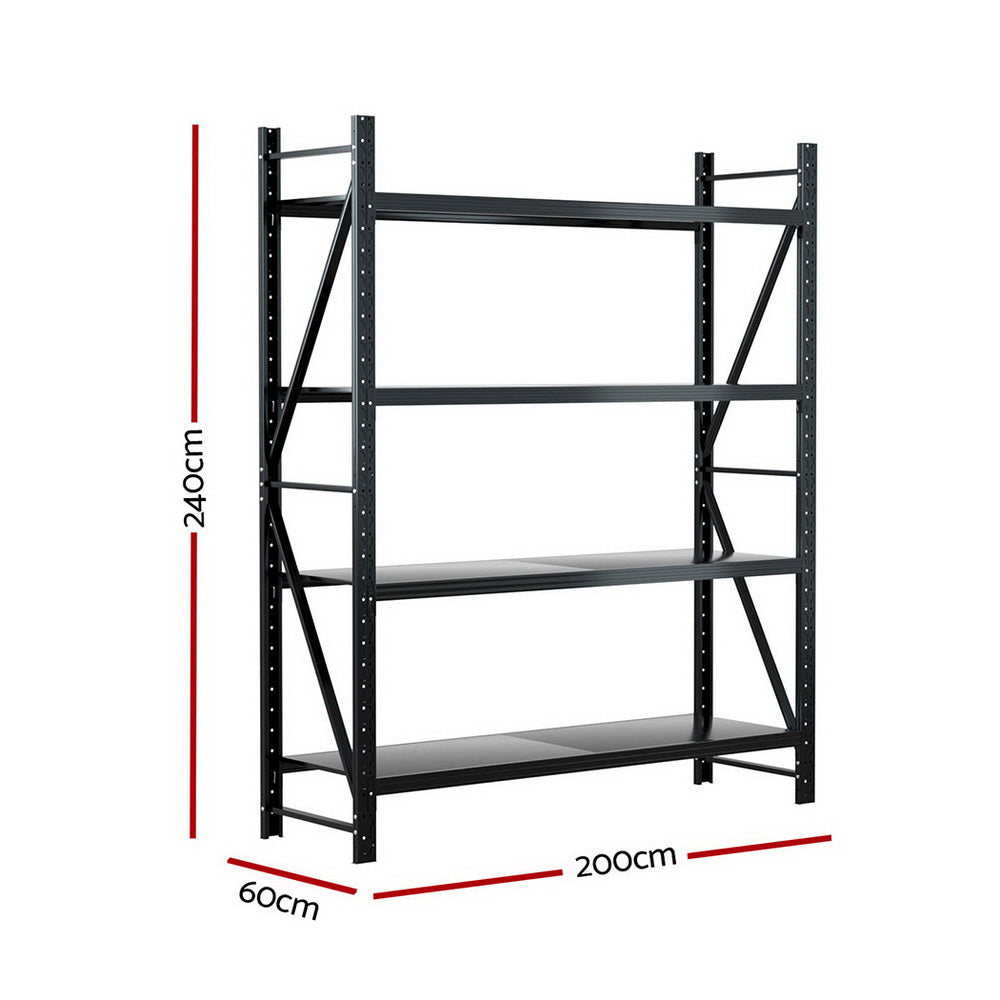 Giantz 2.4Mx2M Warehouse Shelving Garage Rack WR-F-20246-200BK-ABC