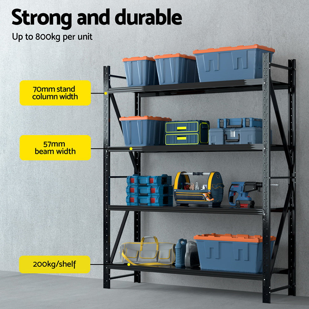 Giantz 2.4Mx2M Warehouse Shelving Garage Rack WR-F-20246-200BK-ABC