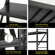 Giantz 2.4Mx2M Warehouse Shelving Garage Rack WR-F-20246-200BK-ABC