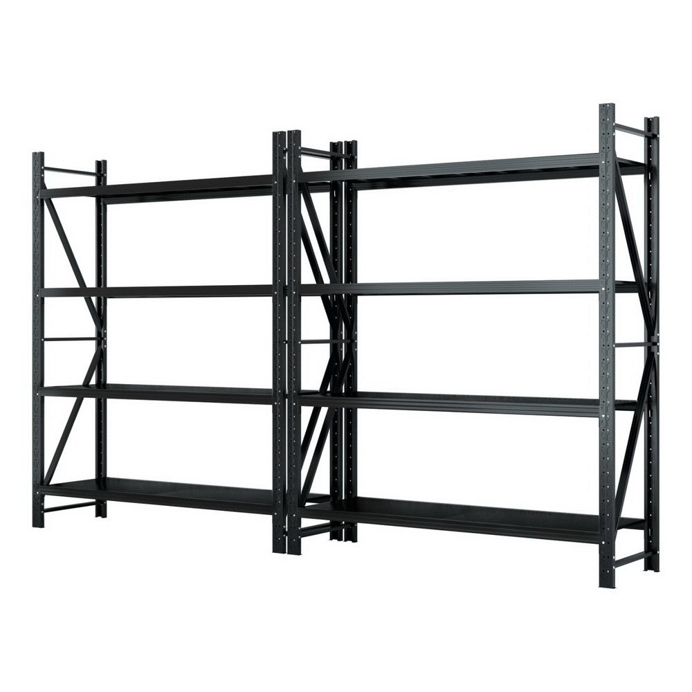 Giantz 4Mx2.4M Garage Shelving Warehouse Rack Black WR-F-20246-200BK-ABCX2