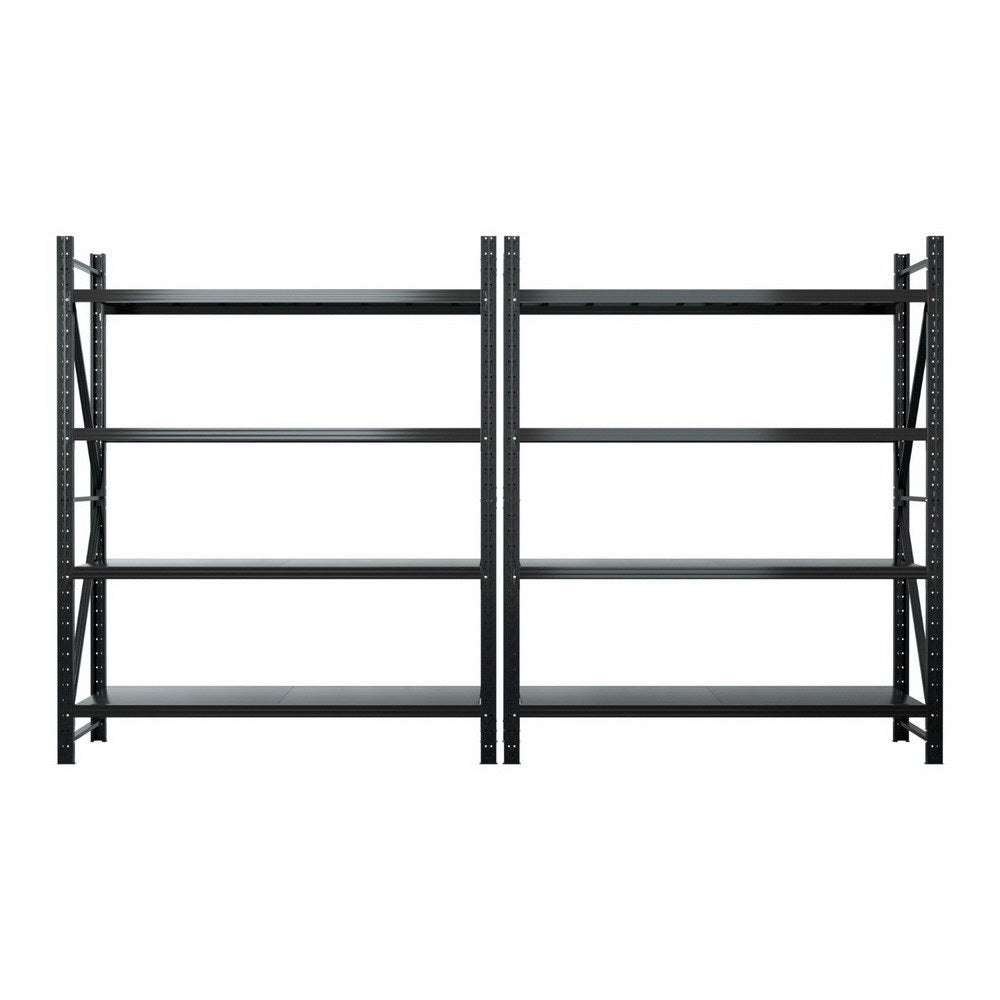 Giantz 4Mx2.4M Garage Shelving Warehouse Rack Black WR-F-20246-200BK-ABCX2