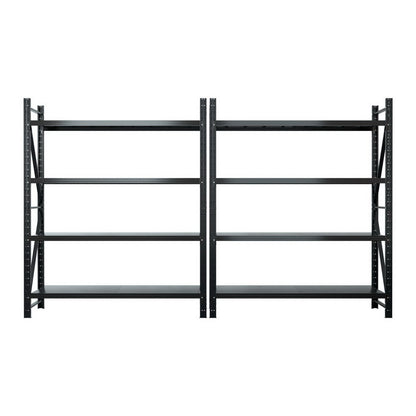 Giantz 4Mx2.4M Garage Shelving Warehouse Rack Black WR-F-20246-200BK-ABCX2