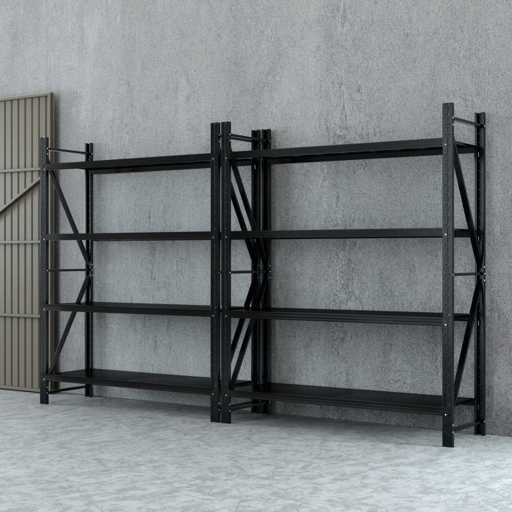 Giantz 4Mx2.4M Garage Shelving Warehouse Rack Black WR-F-20246-200BK-ABCX2