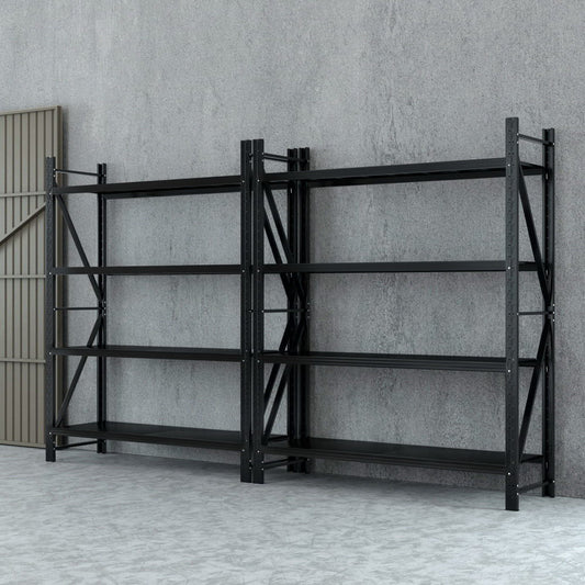Giantz 4Mx2.4M Garage Shelving Warehouse Rack Black WR-F-20246-200BK-ABCX2