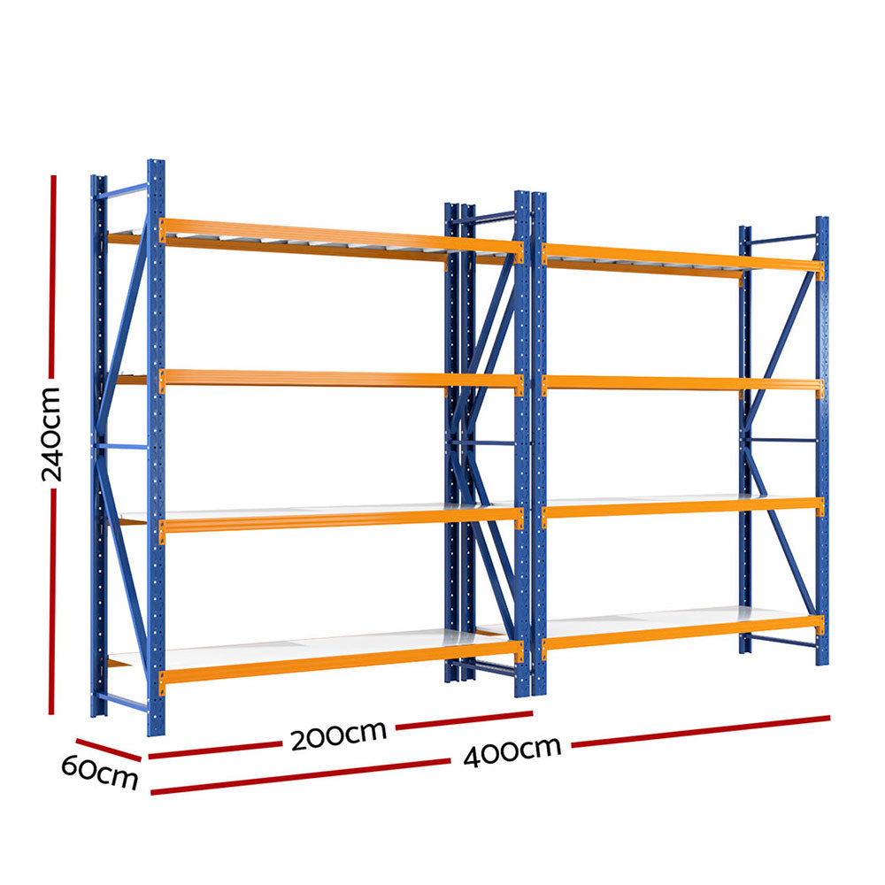 Giantz 4Mx2.4M Garage Shelving Warehouse Rack WR-F-20246-200BO-ABCX2