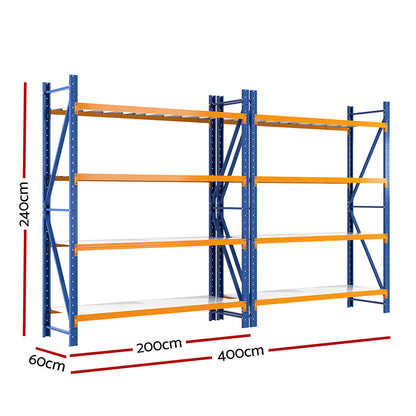 Giantz 4Mx2.4M Garage Shelving Warehouse Rack WR-F-20246-200BO-ABCX2