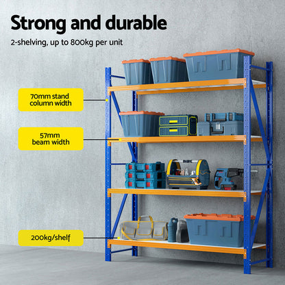 Giantz 4Mx2.4M Garage Shelving Warehouse Rack WR-F-20246-200BO-ABCX2