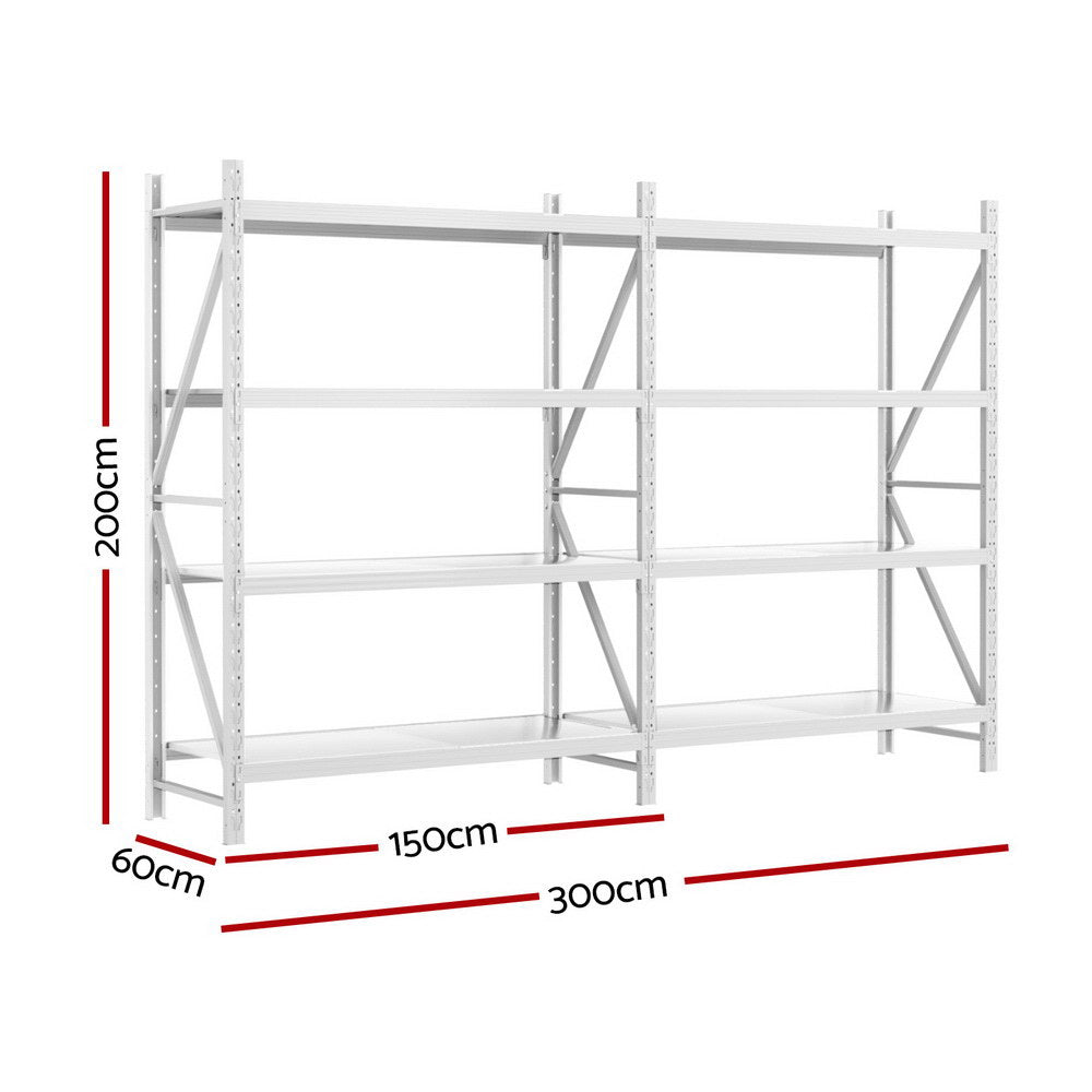 3Mx2M Giantz Garage Shelving Warehouse Rack WR-F-30006-200WH-ABC
