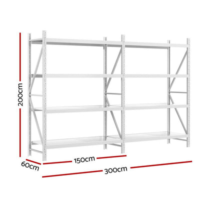 3Mx2M Giantz Garage Shelving Warehouse Rack WR-F-30006-200WH-ABC