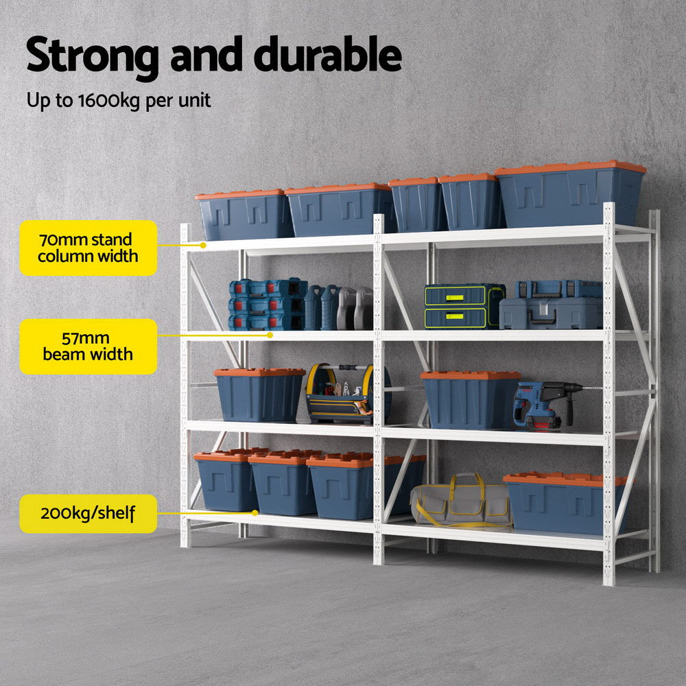 3Mx2M Giantz Garage Shelving Warehouse Rack WR-F-30006-200WH-ABC